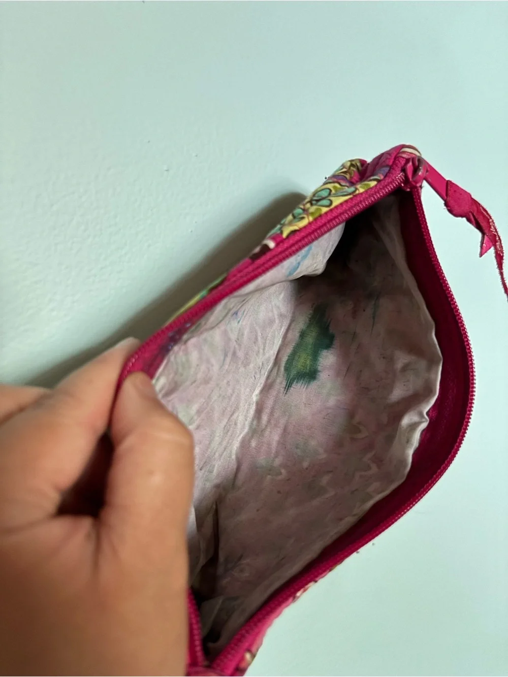 Colorful Floral Quilted Pencil Pouch - Pink Multi